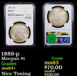 NGC 1889-p Morgan Dollar $1 Graded ms63+ By NGC