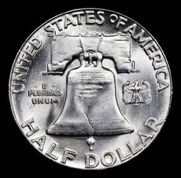 1955-p Franklin Half Dollar 50c Grades Select Unc+ FBL