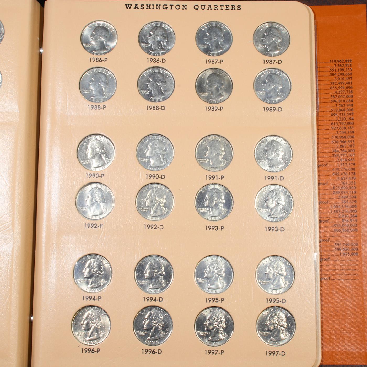 Partial Washington Quarter Book 1965-1998 63 coins