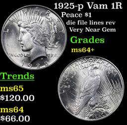 1925-p Vam 1R Peace Dollar $1 Grades Choice+ Unc