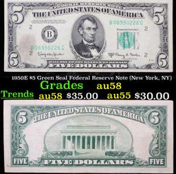 1950E $5 Green Seal Federal Reserve Note (New York, NY) Grades Choice AU/BU Slider