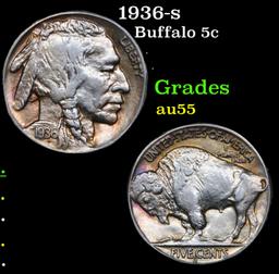 1936-s Buffalo Nickel 5c Grades Choice AU