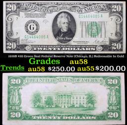 1928B $20 Green Seal Federal Reserve Note (Chicago, IL) Redeemable In Gold Grades Choice AU/BU Slide