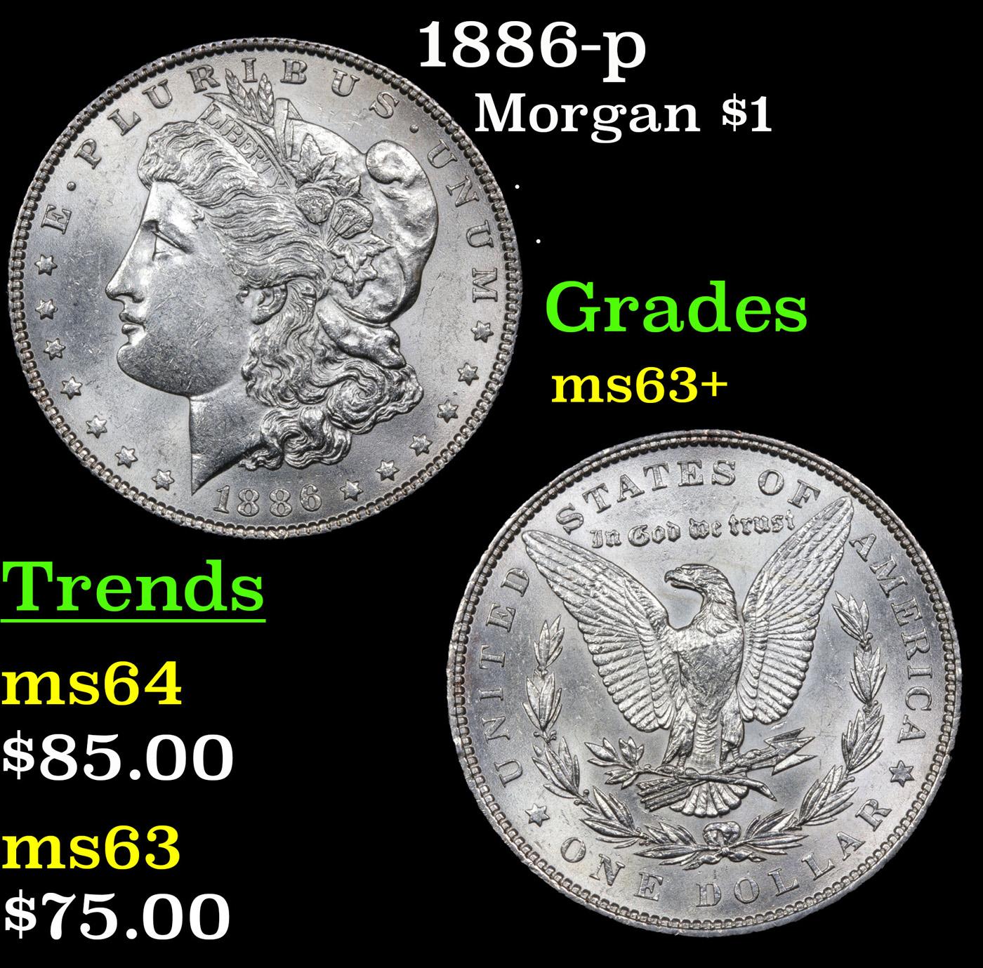 1886-p Morgan Dollar $1 Grades Select+ Unc