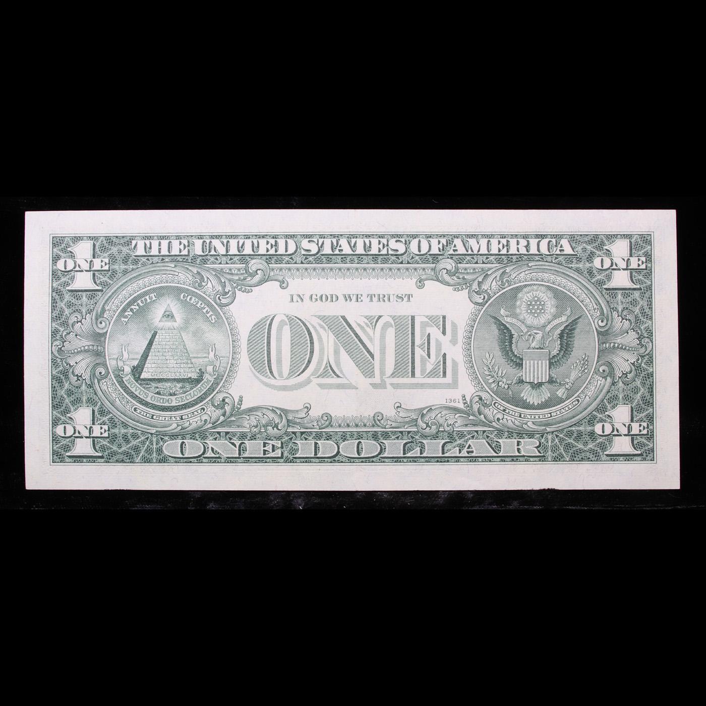 1969B $1 Green Seal Federal Reserve Note (Boston. MA) Grades Gem+ CU