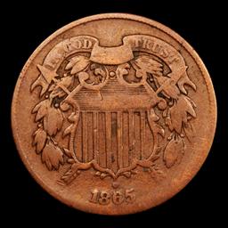 1865 Two Cent Piece 2c Grades vf+