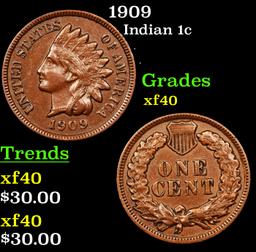 1909 Indian Cent 1c Grades xf