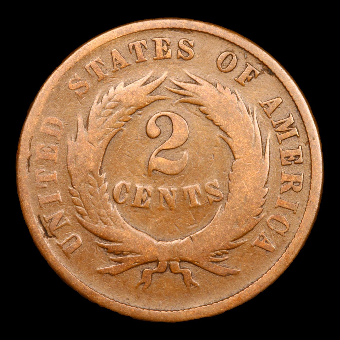 1865 Two Cent Piece 2c Grades f+