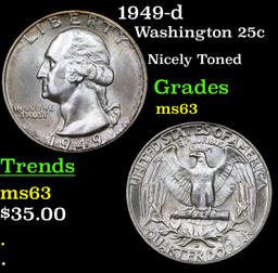 1949-d Washington Quarter 25c Grades Select Unc