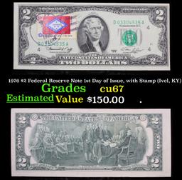 1976 $2 Federal Reserve Note 1st Day of Issue, with Stamp (Ivel, KY) Grades Gem++ CU