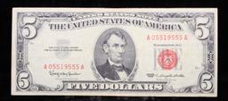 1963 $5 Red Seal Untied States Note xf+