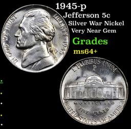 1945-p Jefferson Nickel 5c Grades Choice+ Unc