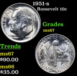 1951-s Roosevelt Dime 10c Grades GEM++ Unc