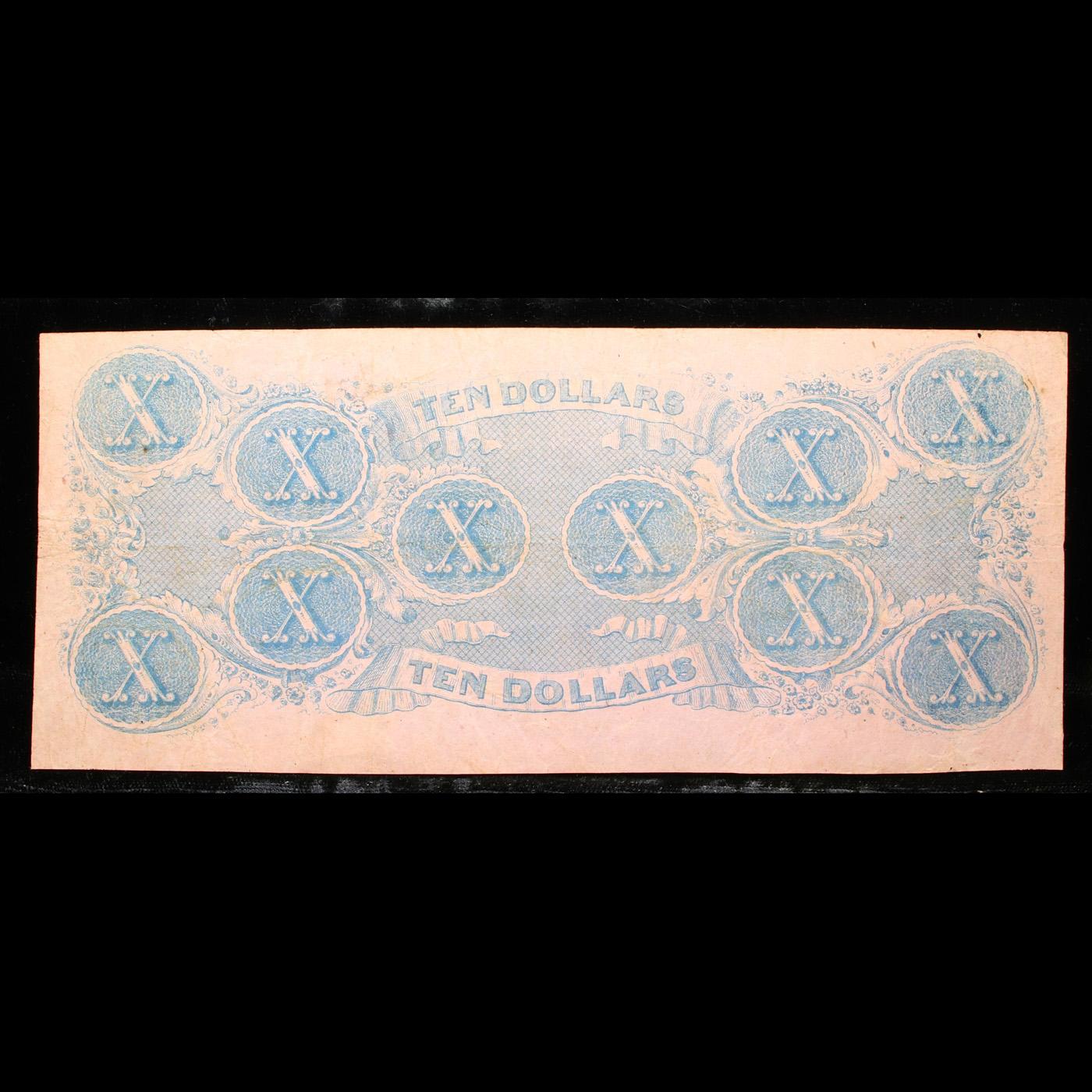 T-52 Dec. 2 1862 $10 Confederate States of America (C.S.A.) PF-2/Cr.376 Grades xf+