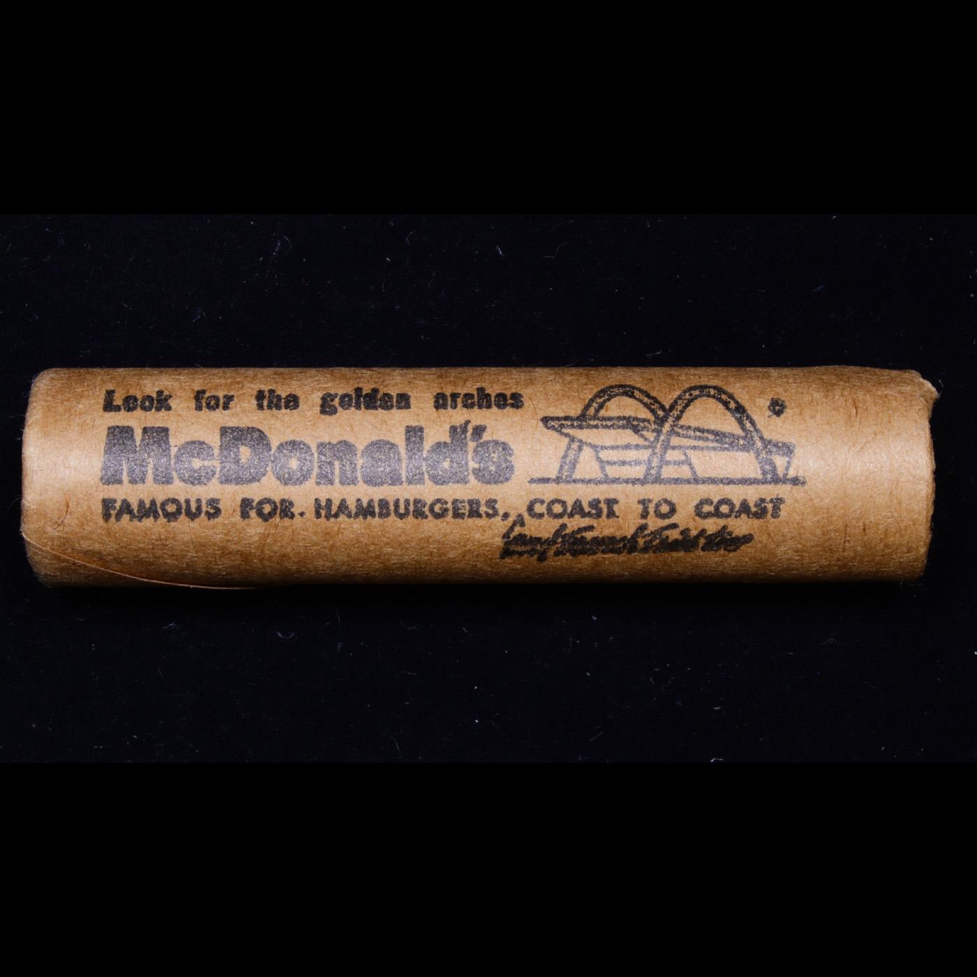 Mixed small cents 1c orig shotgun roll, 1917-d Wheat Cent, 1897 Indian cent other end, McDonalds Wra