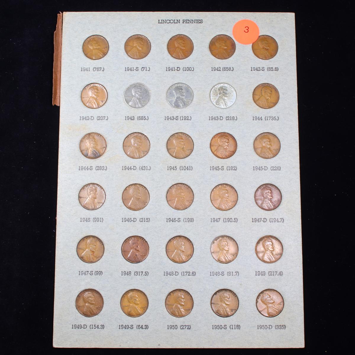 Complete Lincoln Cent Page 1941-1950 30 coins