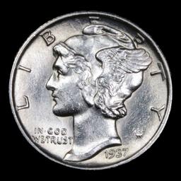 1937-s Mercury Dime 10c Grades GEM+ Unc