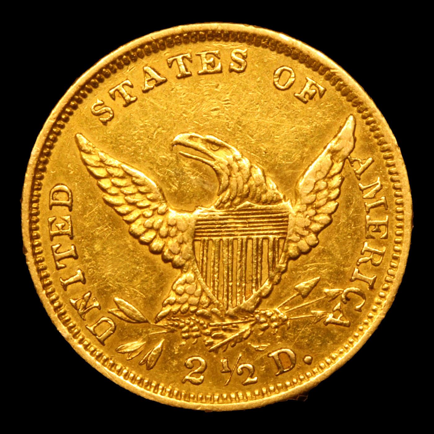 ***Auction Highlight*** 1839-d HM-2 R-4 Gold Classic Head Quarter Eagle $2 1/2 Graded au58 details B