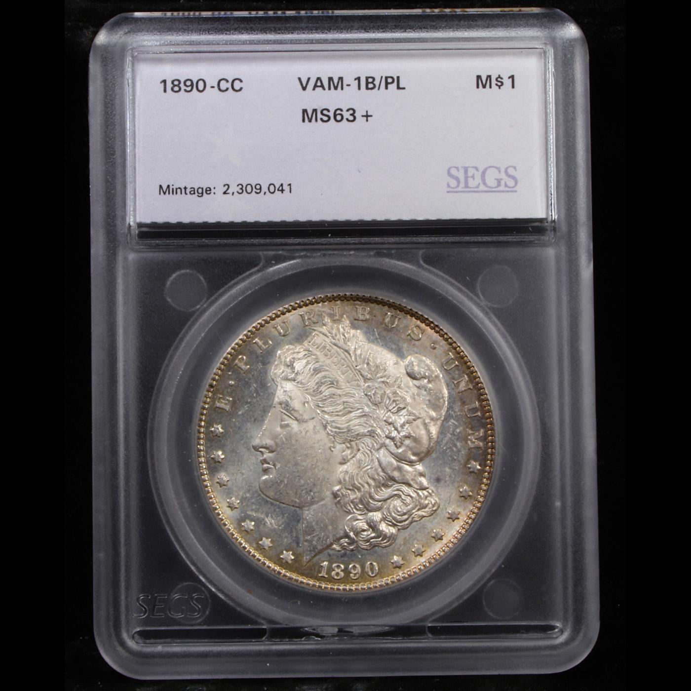 ***Auction Highlight*** 1890-cc vam 1b R5 Morgan Dollar $1 Graded ms63+ PL By SEGS (fc)