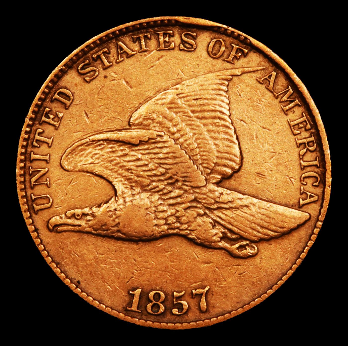 1857 Flying Eagle Cent 1c Grades vf+ details