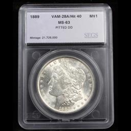 ***Auction Highlight*** 1889-p Vam 28A R7 Hit List 40 Morgan $1 Graded ms63 By SEGS (fc)