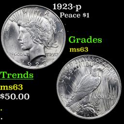 1923-p Peace Dollar $1 Grades Select Unc