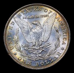 1886-p Rainbow Toned Morgan Dollar $1 Grades Select+ Unc