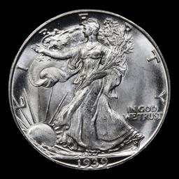 1939-d Walking Liberty Half Dollar 50c Grades Select+ Unc