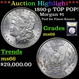 ***Auction Highlight*** 1890-p TOP POP Morgan Dollar $1 Graded GEM+ Unc By USCG (fc)