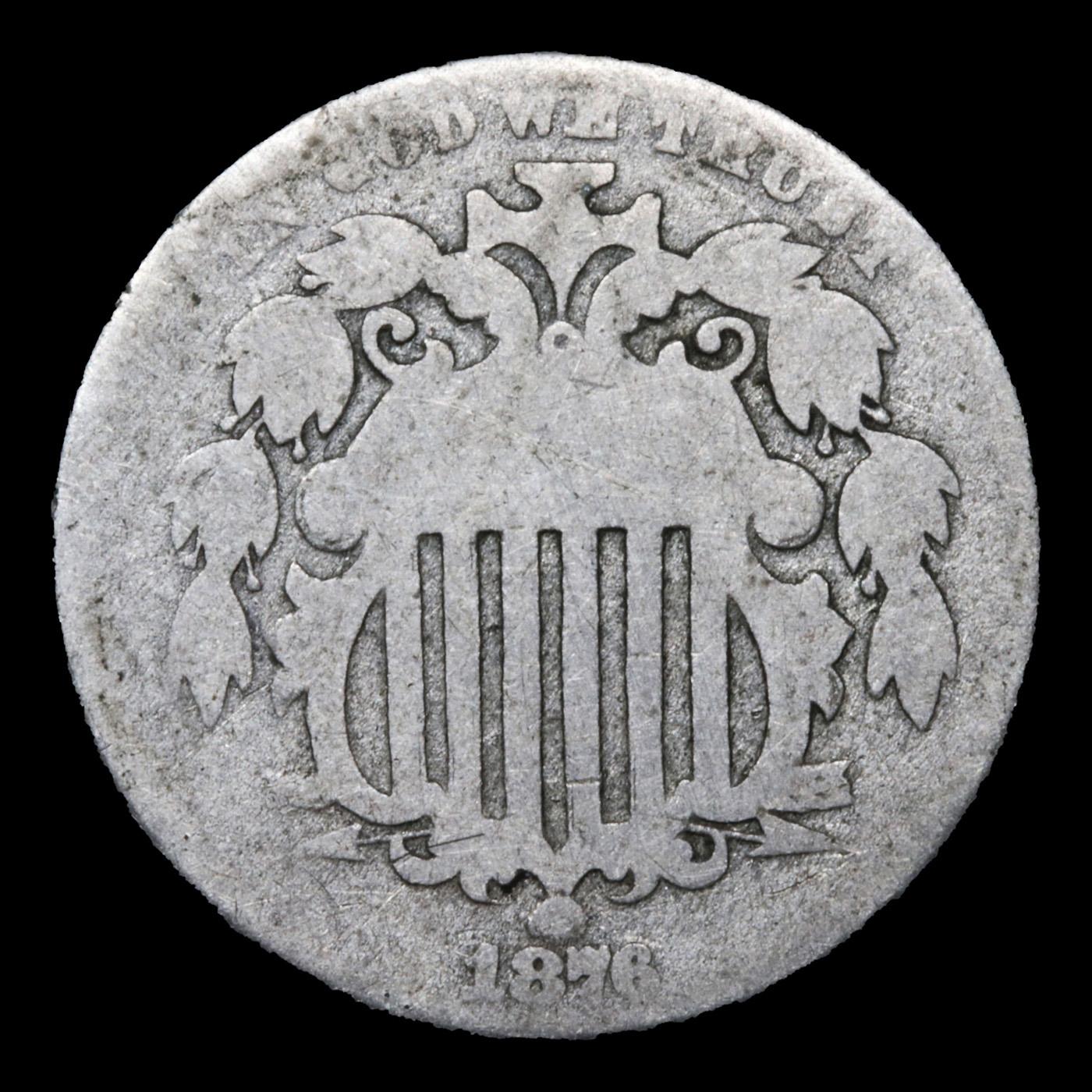 1876 Shield Nickel 5c Grades g+
