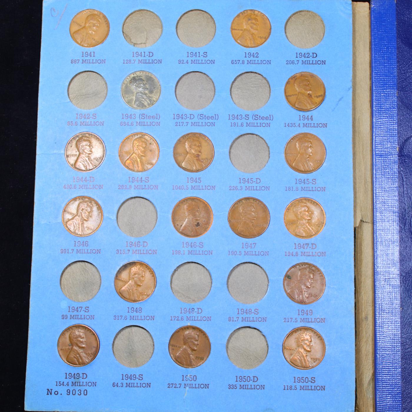 Partial Lincoln Cent Book 1941-1969 44 coins