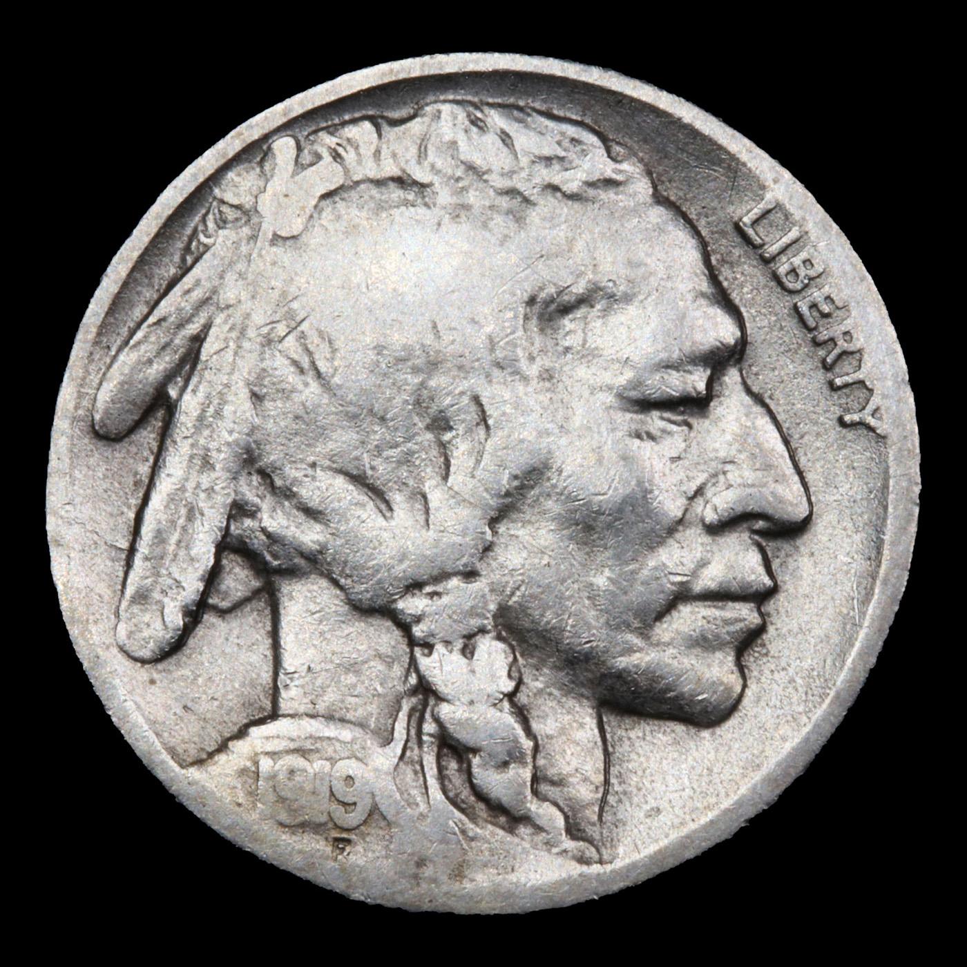 1919-s Buffalo Nickel 5c Grades vf+