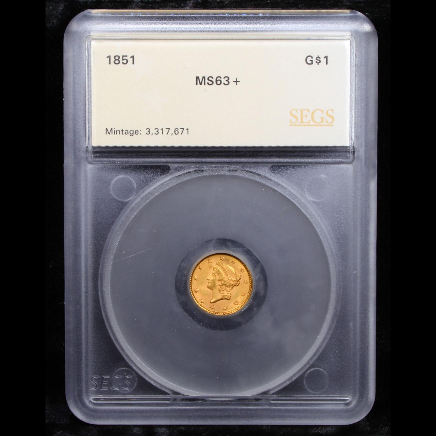 ***Auction Highlight*** 1851 Gold Dollar $1 Graded ms63+ By SEGS (fc)
