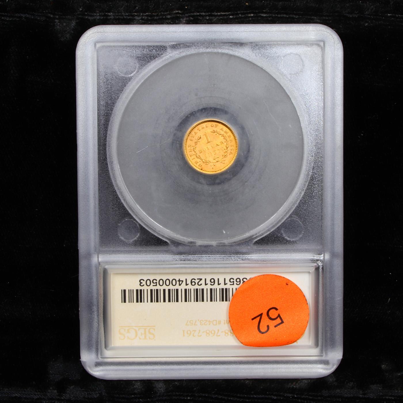 ***Auction Highlight*** 1851 Gold Dollar $1 Graded ms63+ By SEGS (fc)