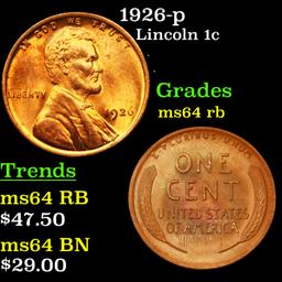 1926-p Lincoln Cent 1c Grades Choice Unc RB