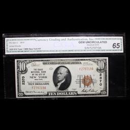 1929 $10 National Currency 'The Chase National Bank Of The City Of New York, Ny' Type 1 FR-1801-1 Gr