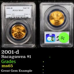 PCGS 2001-d Sacagawea $1 1 Graded ms65 By PCGS