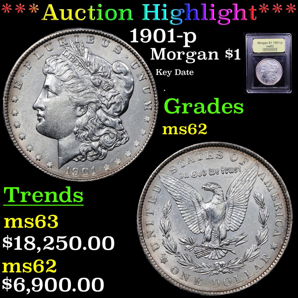 ***Auction Highlight*** 1901-p Morgan Dollar $1 Graded Select Unc By USCG (fc)