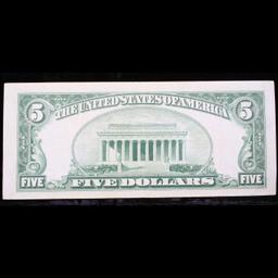 **Star Note** 1928E $5 Red Seal United States Note Grades Choice AU