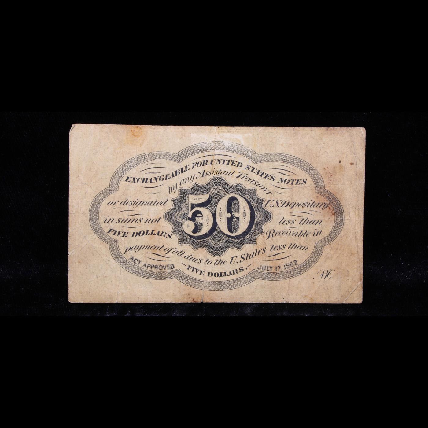 1863 US Fractional Currency 50¢ First Issue Fr-1312 Washington W/ Monigram Grades vf+