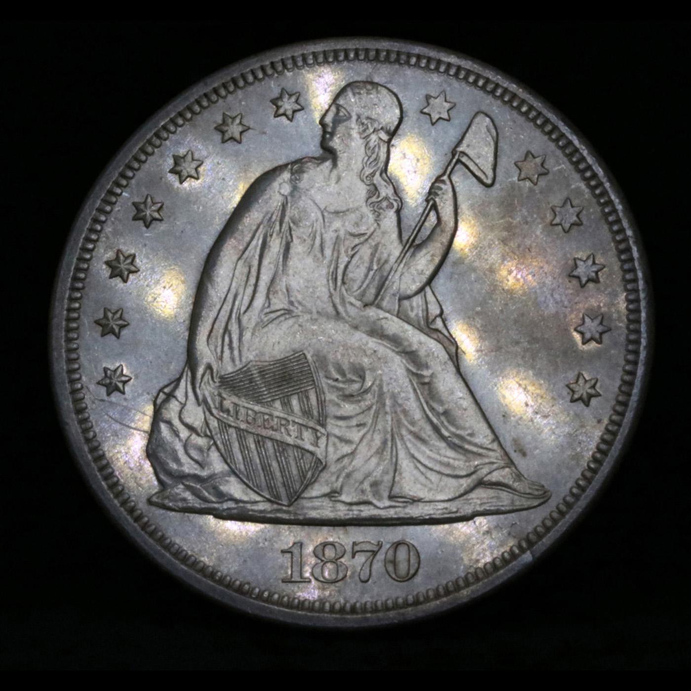 *HIGHLIGHT OF ENTIRE AUCTION* 1870-cc OC-9 Seated Liberty Dollar $1 Graded Select Unc PL By USCG (fc