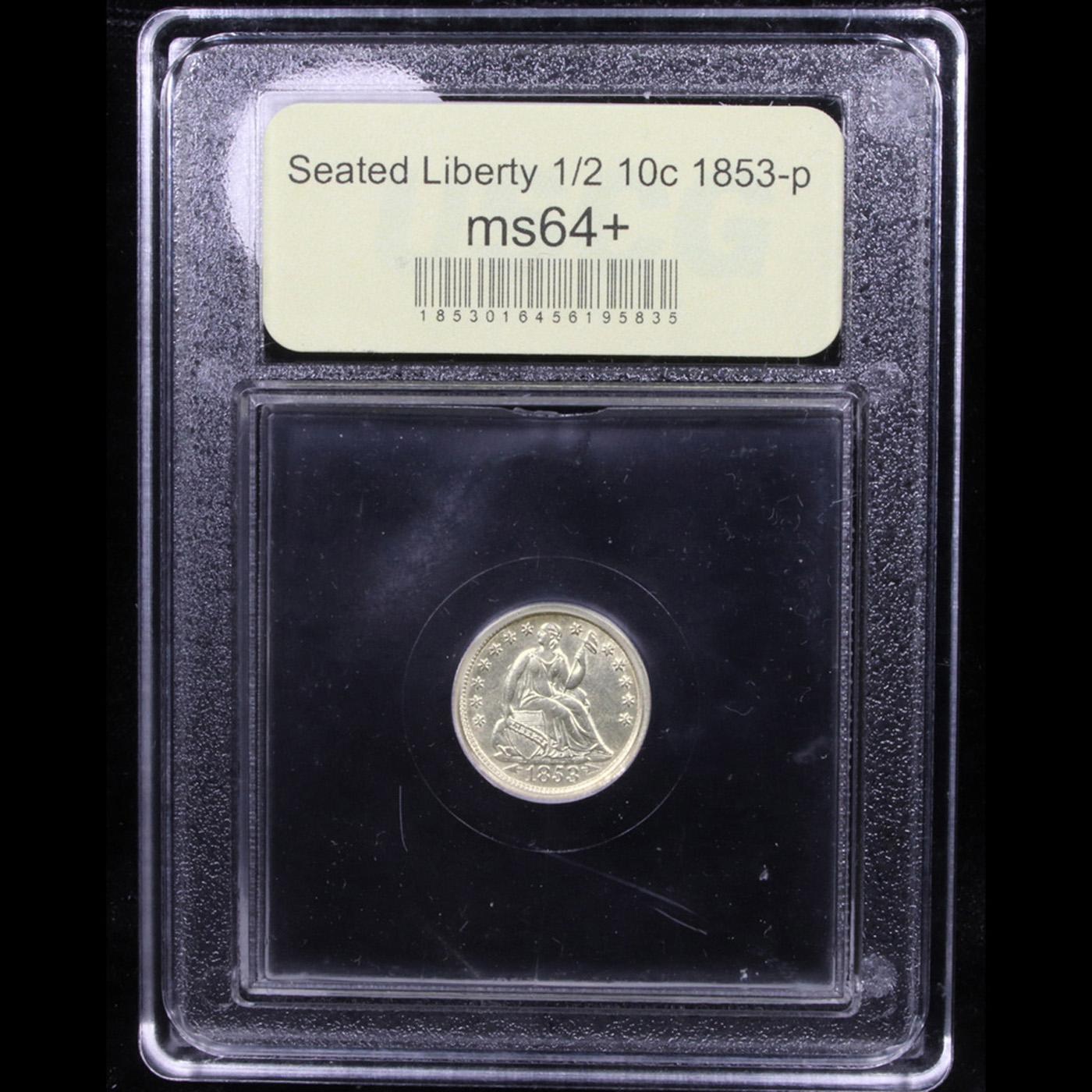 ***Auction Highlight*** 1853-p Seated Liberty Half Dime 1/2 10c Graded Choice+ Unc By USCG (fc)