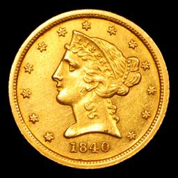 ***Auction Highlight*** 1840 C Charlotte Gold Liberty Half Eagle $5 Graded Select Unc By USCG (fc)