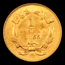 ***Auction Highlight*** 1855-p TY 2 Gold Dollar $1 Graded ms64 By SEGS (fc)