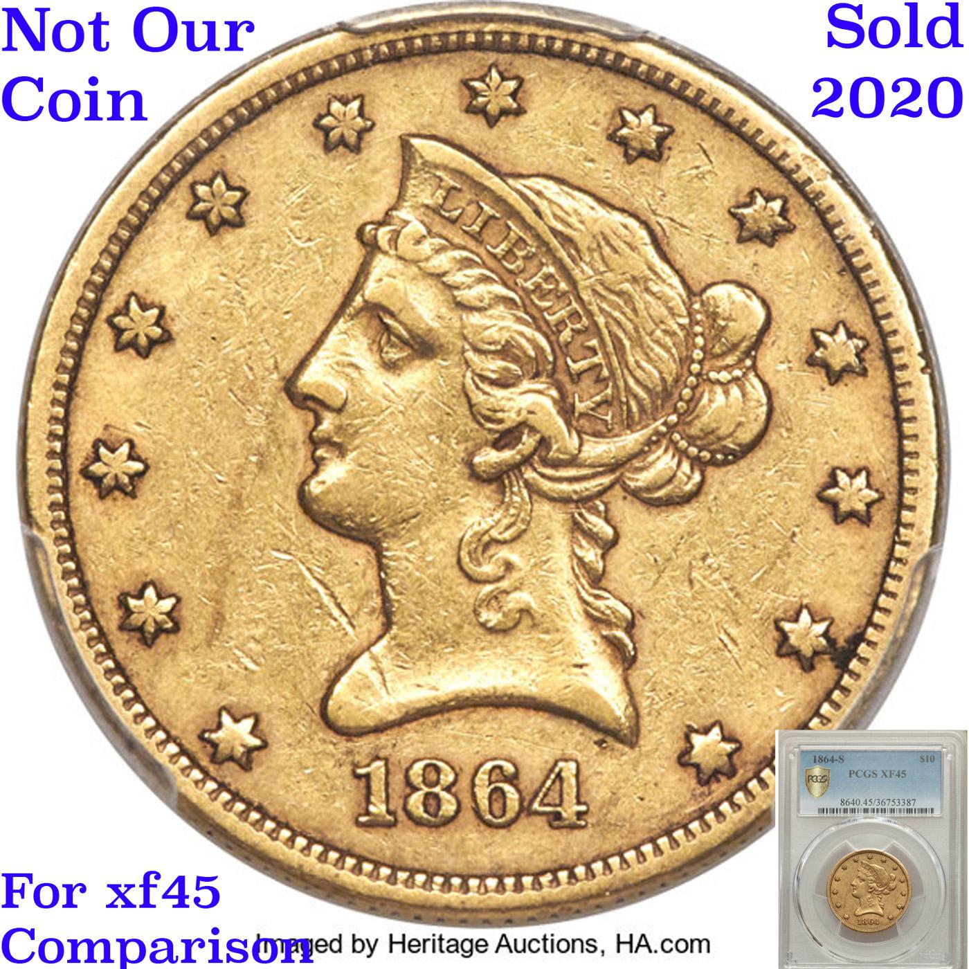 *HIGHLIGHT OF ENTIRE AUCTION* PCGS 1864-s Gold Liberty Eagle $10 Graded xf details By PCGS (fc)