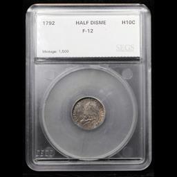 *HIGHLIGHT OF ENTIRE YEAR* 1792 Half Disme Bust Half Dime 1/2 10c Graded f12 By SEGS