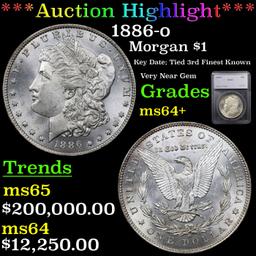 *HIGHLIGHT OF ENTIRE AUCTION* 1886-o Morgan Dollar $1 Graded ms64+ By SEGS (fc)