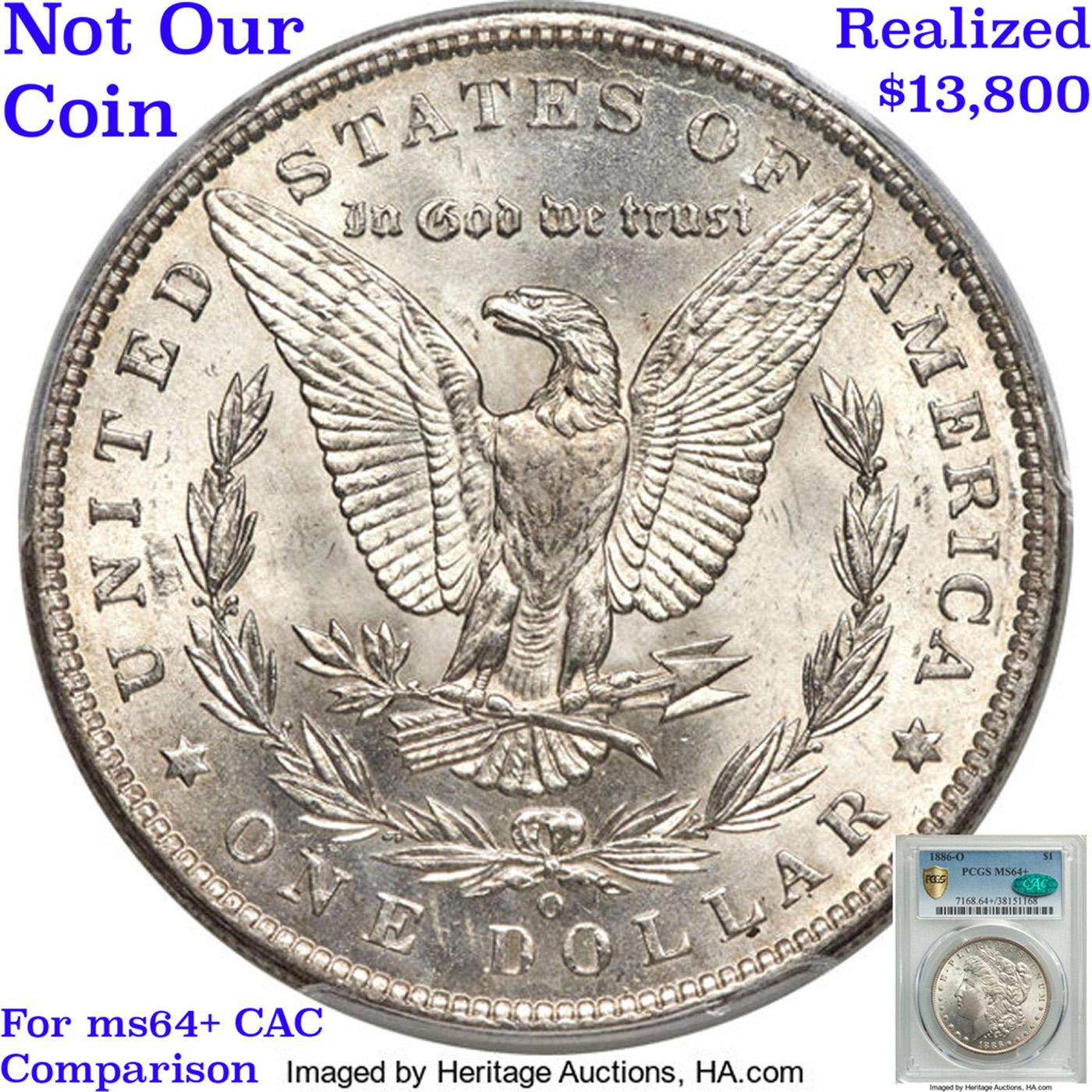 *HIGHLIGHT OF ENTIRE AUCTION* 1886-o Morgan Dollar $1 Graded ms64+ By SEGS (fc)