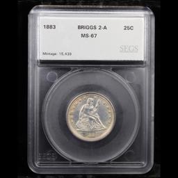 ***Auction Highlight*** 1883-p Briggs 2-A TOP POP! Seated Liberty Quarter 25c Graded ms67 By SEGS (f