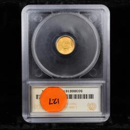 ***Auction Highlight*** 1849 Open Wreath Gold Dollar $1 Graded ms63 details By SEGS (fc)